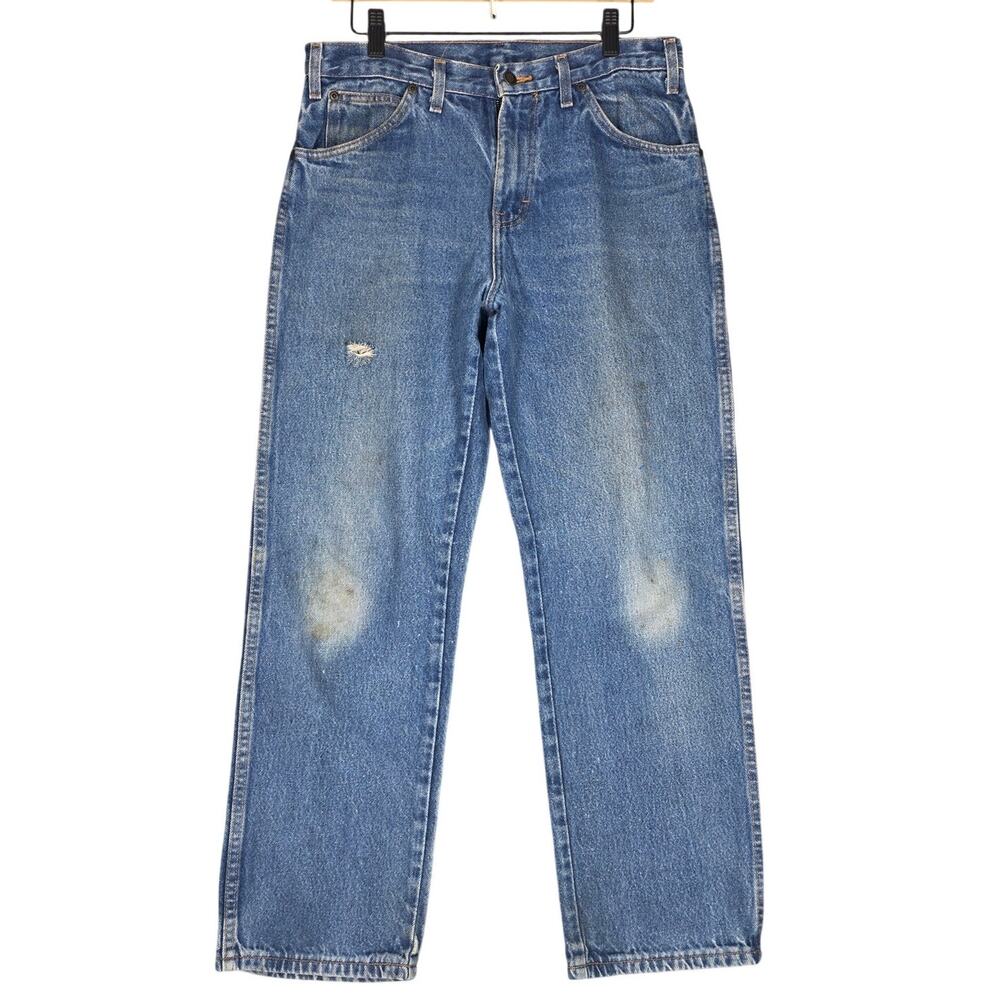 DICKIES MEN’S STRAIGHT RELAXED FIT JEANS – 32x30 – BLUE WASH DENIM – WORKWEAR